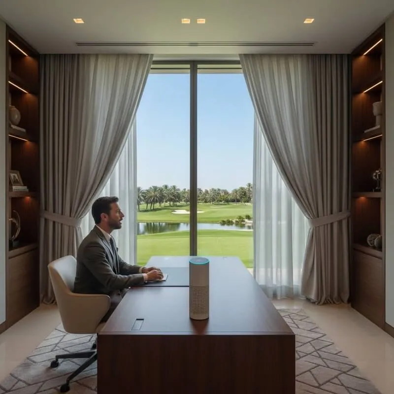 Motorized curtains in a luxury UAE villa